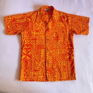 Vintage H. Miura Store Orange Aloha Shirt, size S